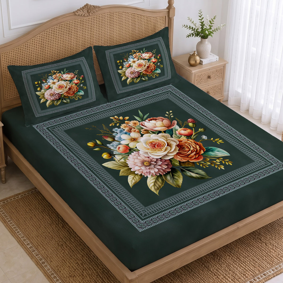 CHHAVI INDIA 210 TC Microfiber Printed King Size Bedsheet With 2 Pillow Covers