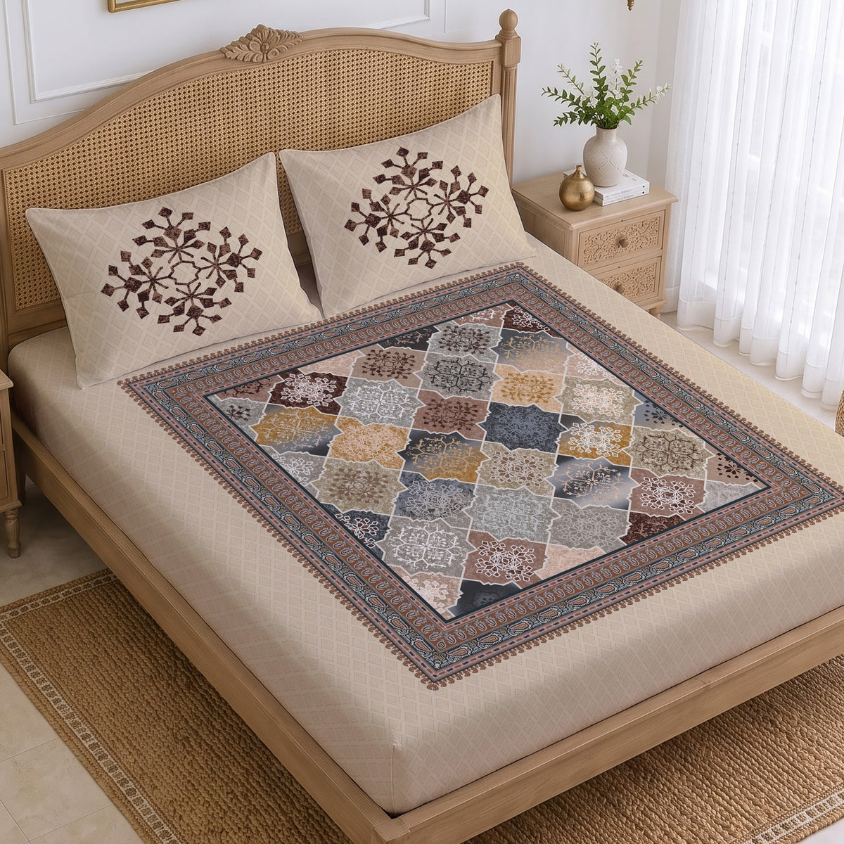 CHHAVI INDIA 210 TC Microfiber Printed King Size Bedsheet With 2 Pillow Covers