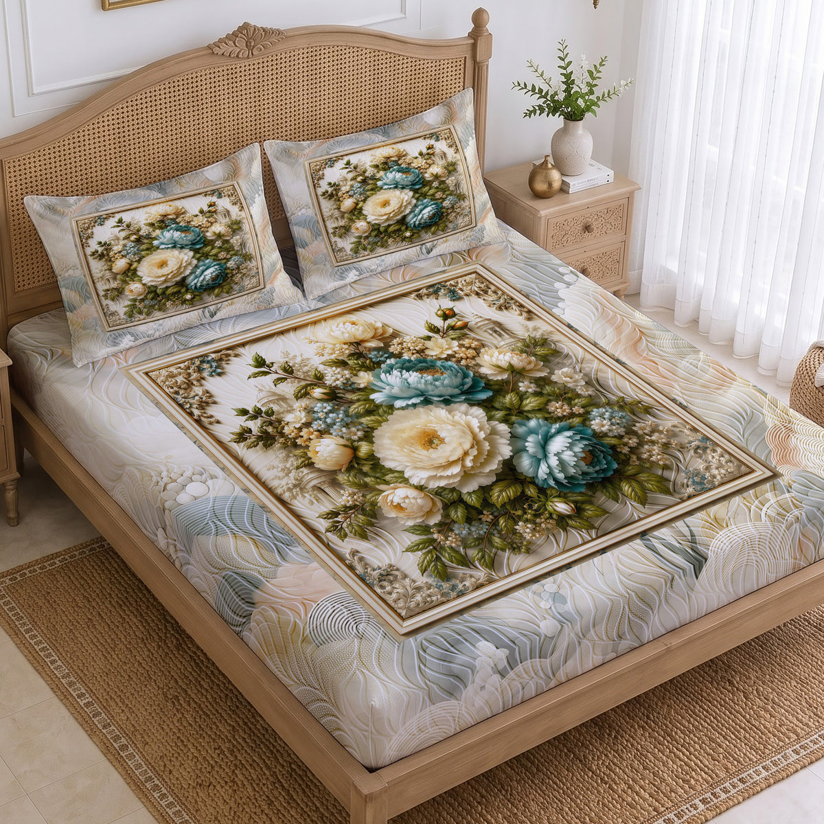 CHHAVI INDIA 210 TC Microfiber Printed King Size Bedsheet With 2 Pillow Covers