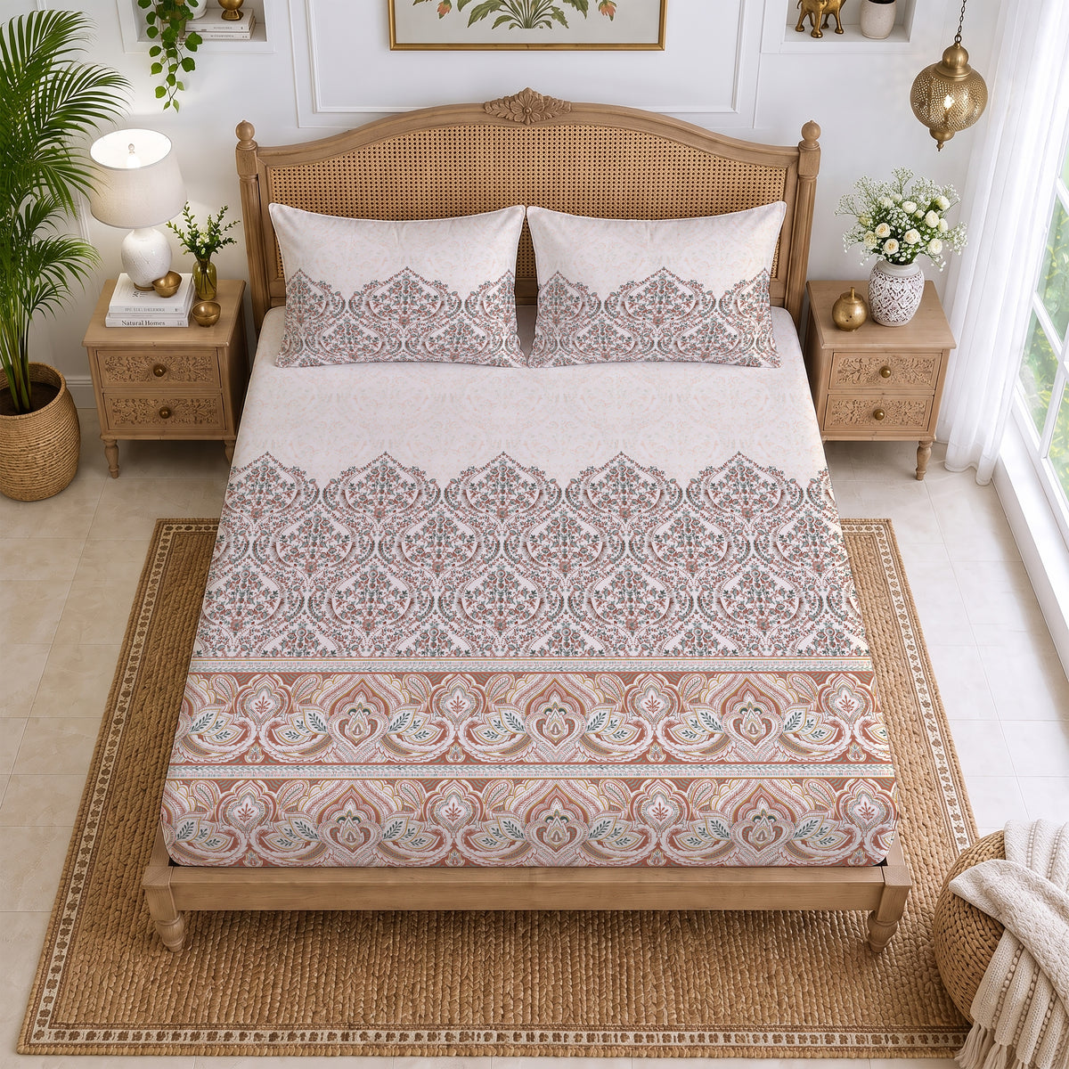 CHHAVI INDIA 210 TC Microfiber Printed King Size Bedsheet With 2 Pillow Covers