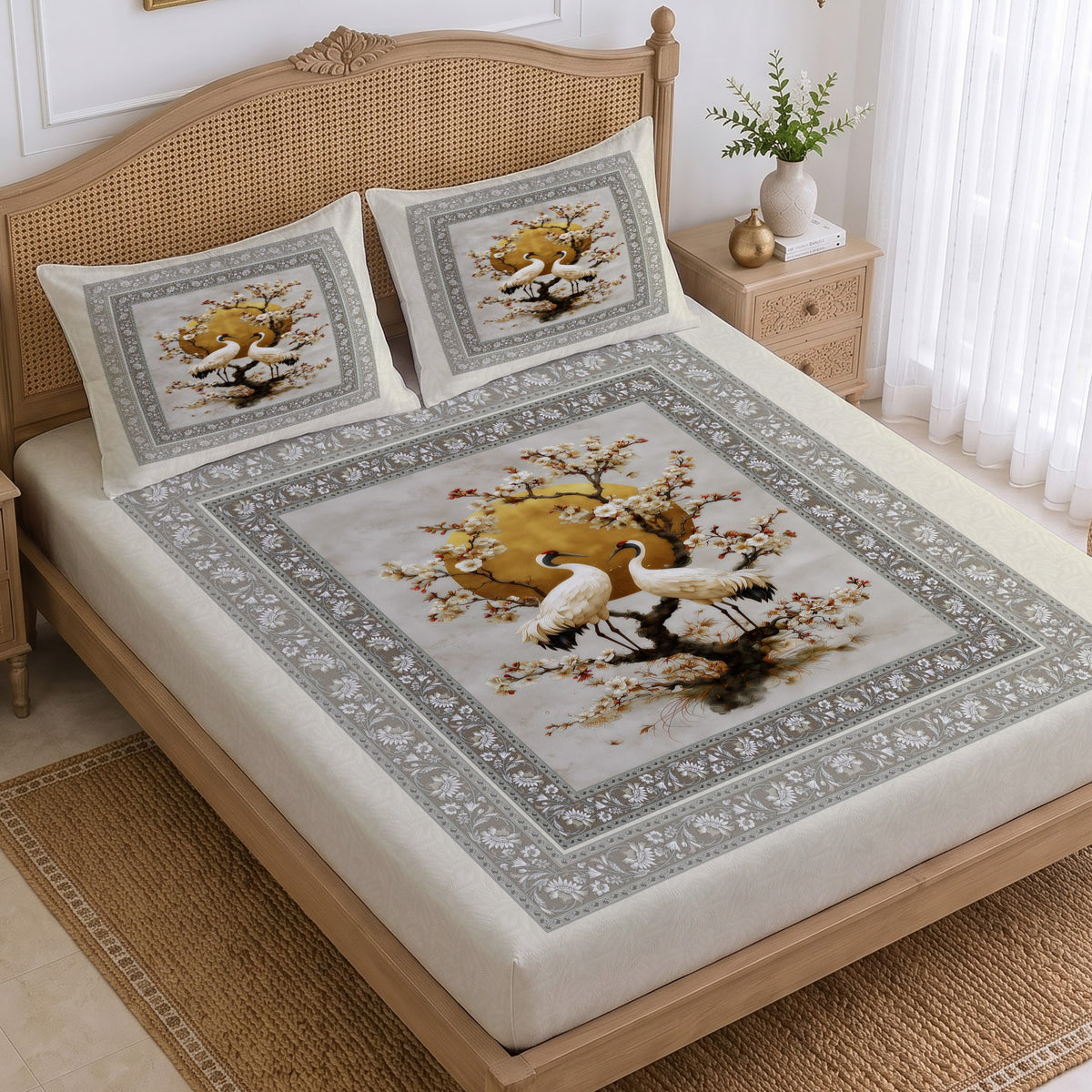 CHHAVI INDIA 210 TC Microfiber Printed King Size Bedsheet With 2 Pillow Covers