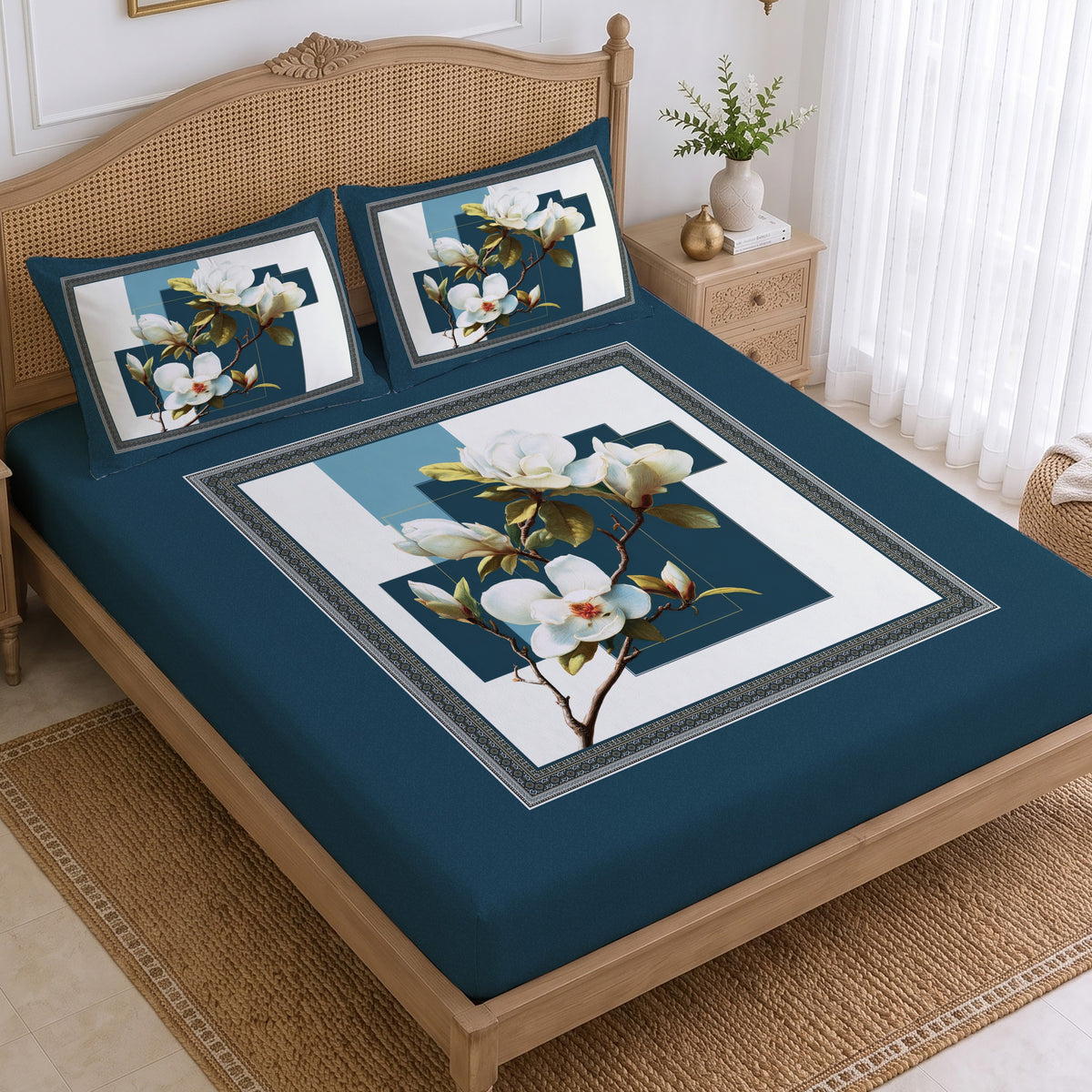 CHHAVI INDIA 210 TC Microfiber Printed King Size Bedsheet With 2 Pillow Covers