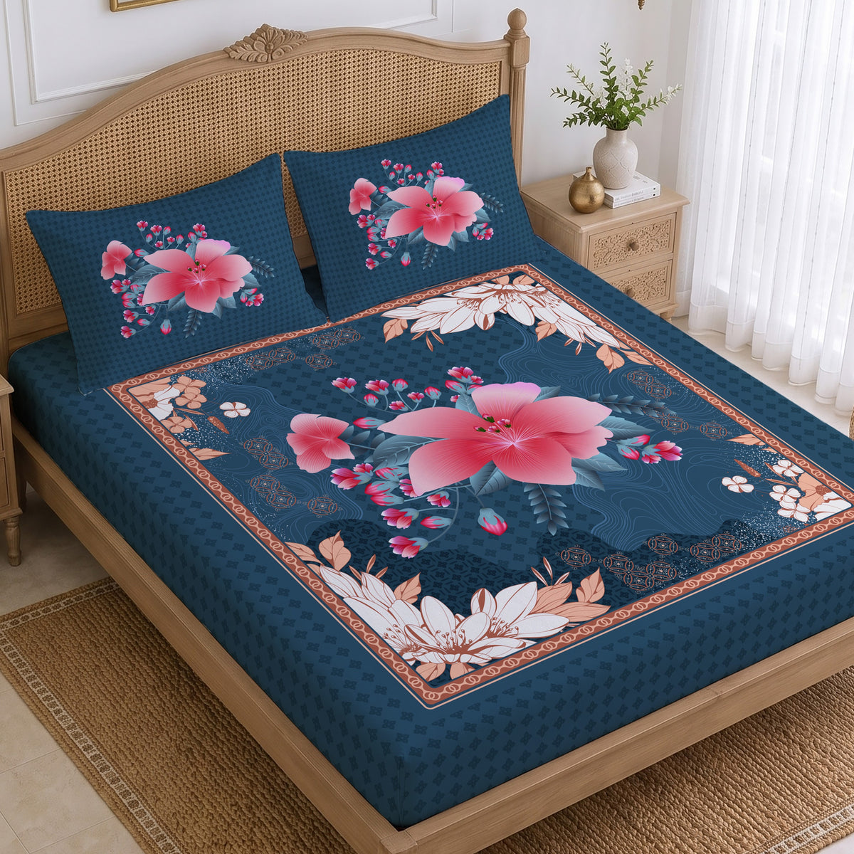 CHHAVI INDIA 210 TC Microfiber Printed King Size Bedsheet With 2 Pillow Covers