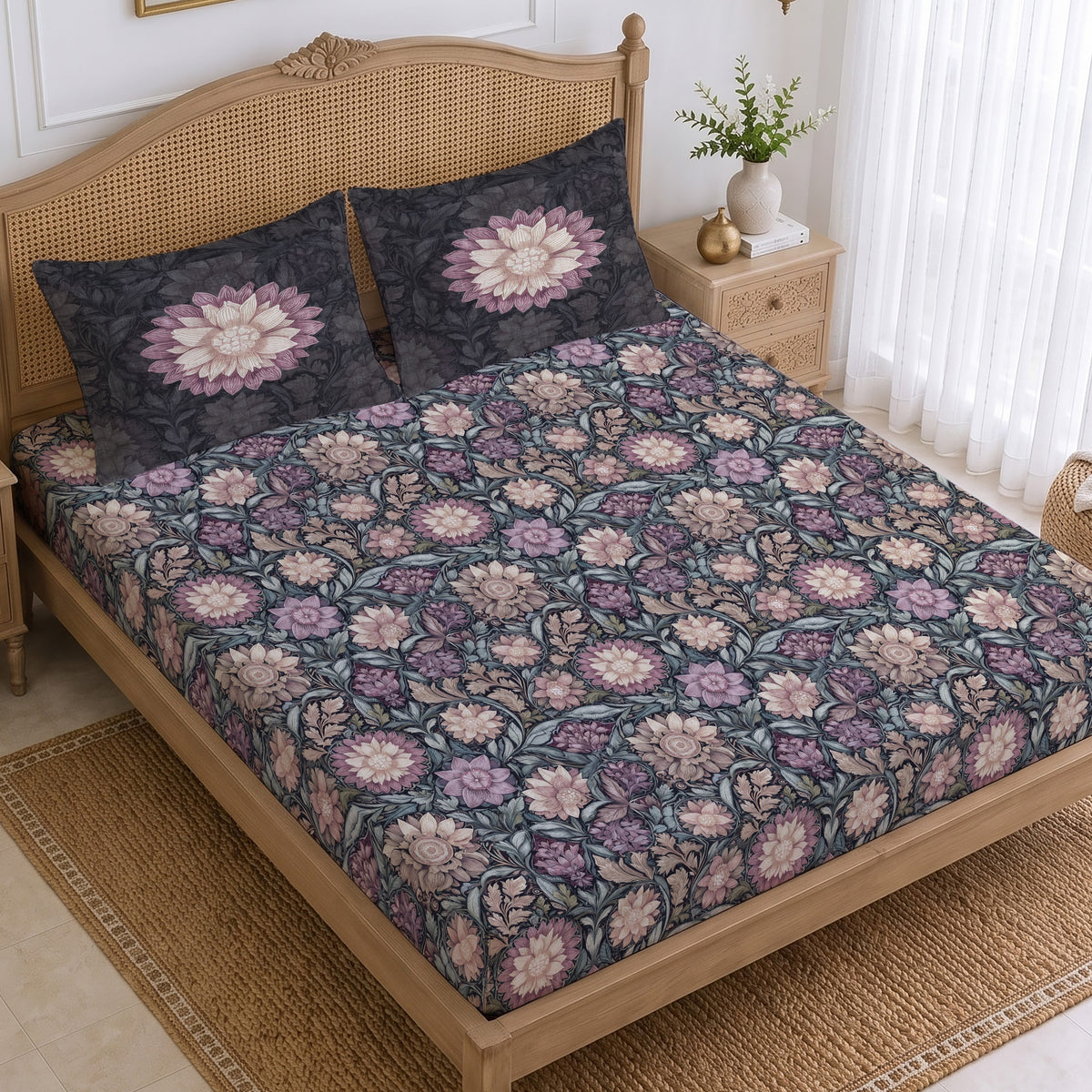 CHHAVI INDIA 210 TC Microfiber Printed King Size Bedsheet With 2 Pillow Covers