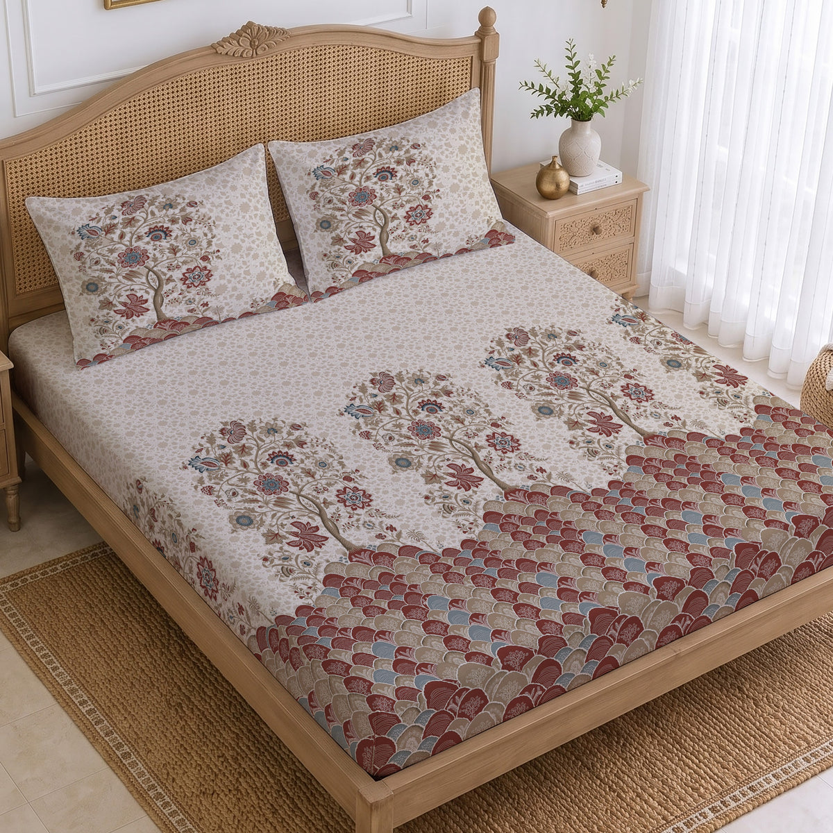 CHHAVI INDIA 210 TC Microfiber Printed King Size Bedsheet With 2 Pillow Covers