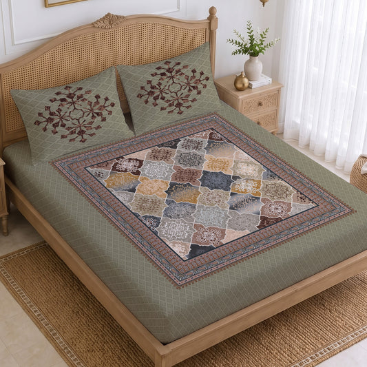 CHHAVI INDIA 210 TC Microfiber Printed King Size Bedsheet With 2 Pillow Covers