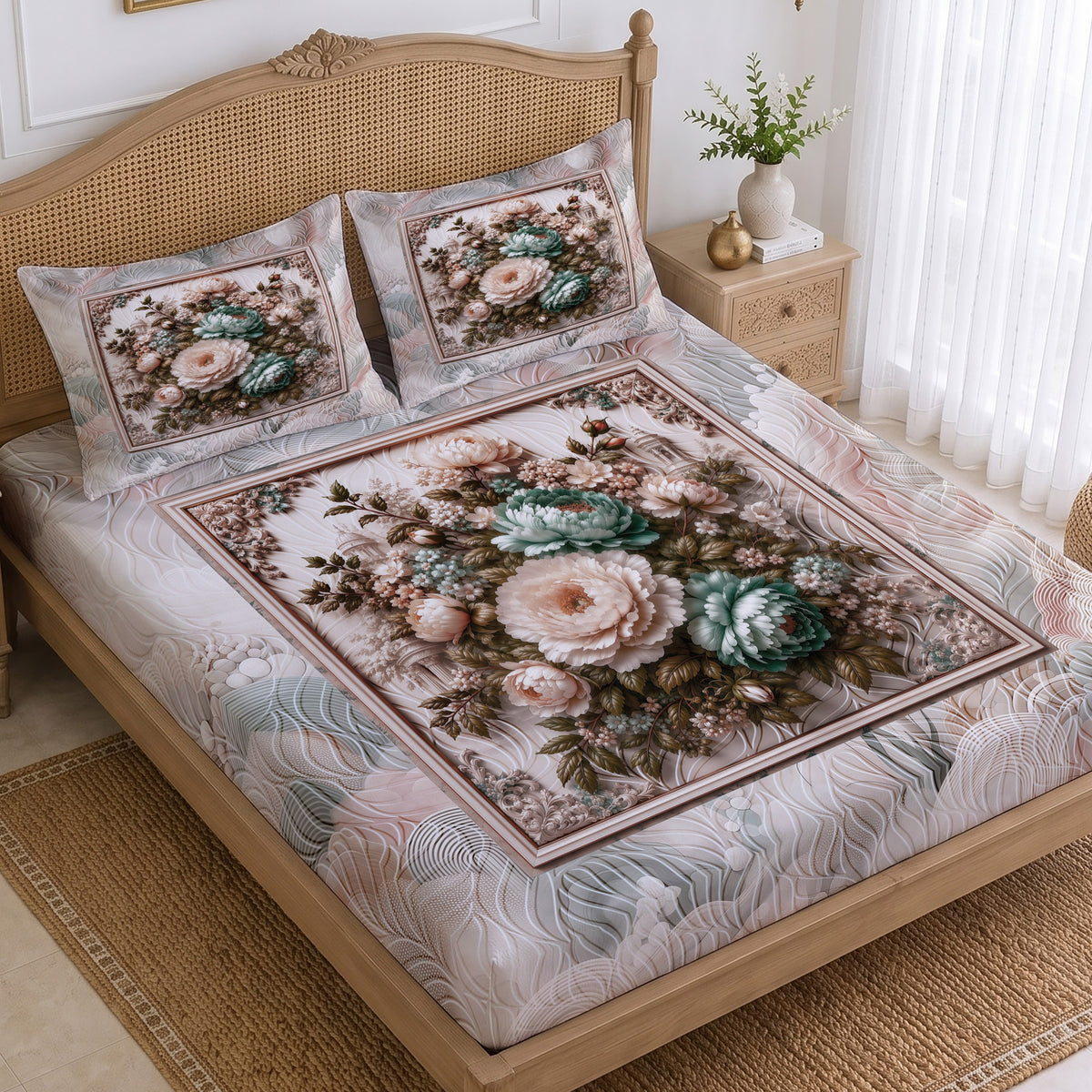 CHHAVI INDIA 210 TC Microfiber Printed King Size Bedsheet With 2 Pillow Covers