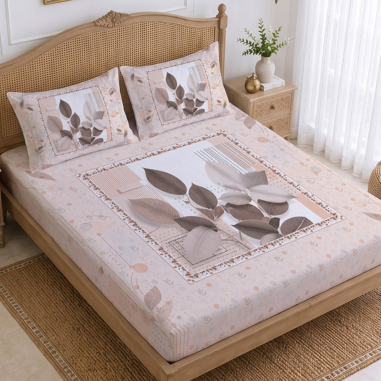 CHHAVI INDIA 210 TC Microfiber Printed King Size Bedsheet With 2 Pillow Covers