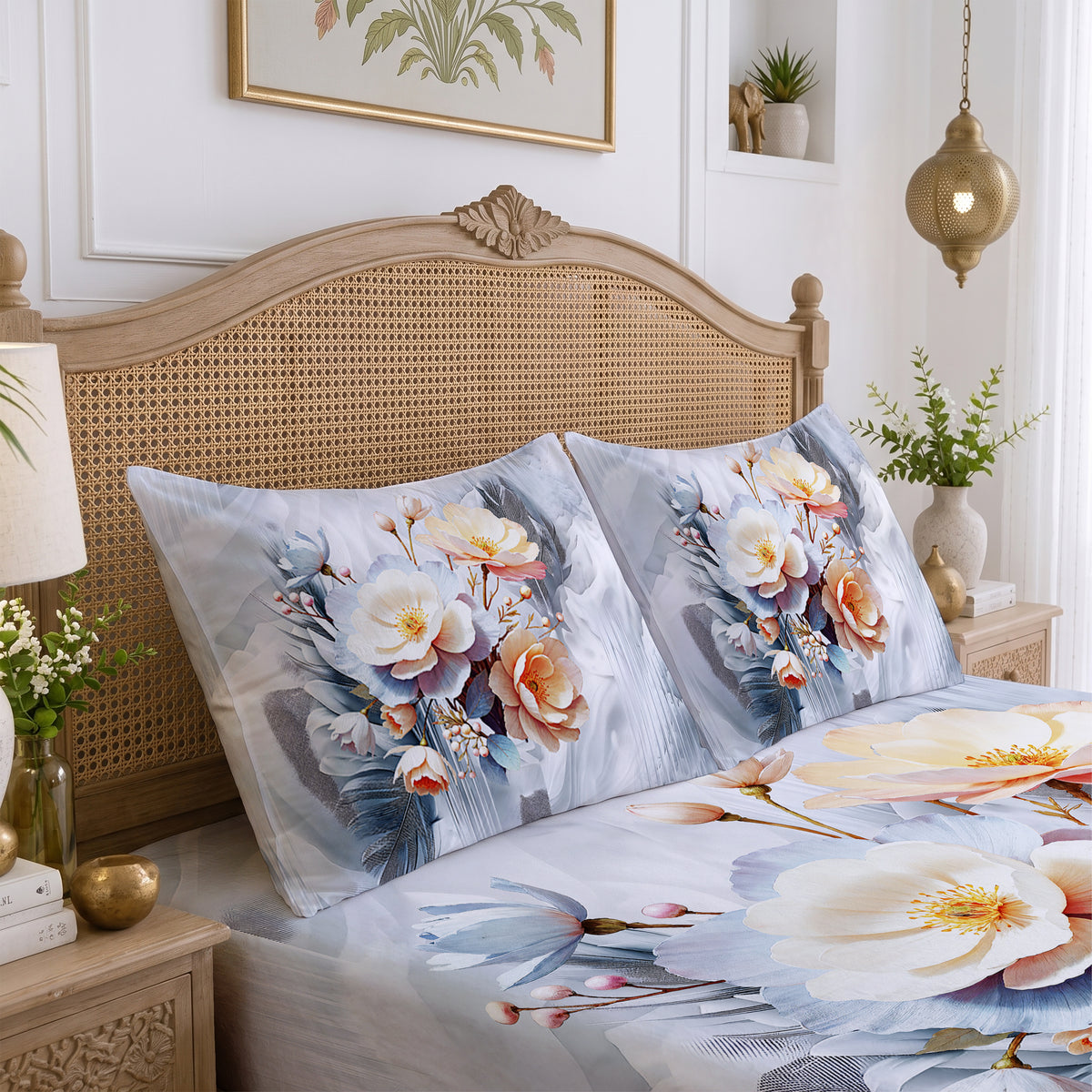 CHHAVI INDIA 210 TC Microfiber Printed King Size Bedsheet With 2 Pillow Covers