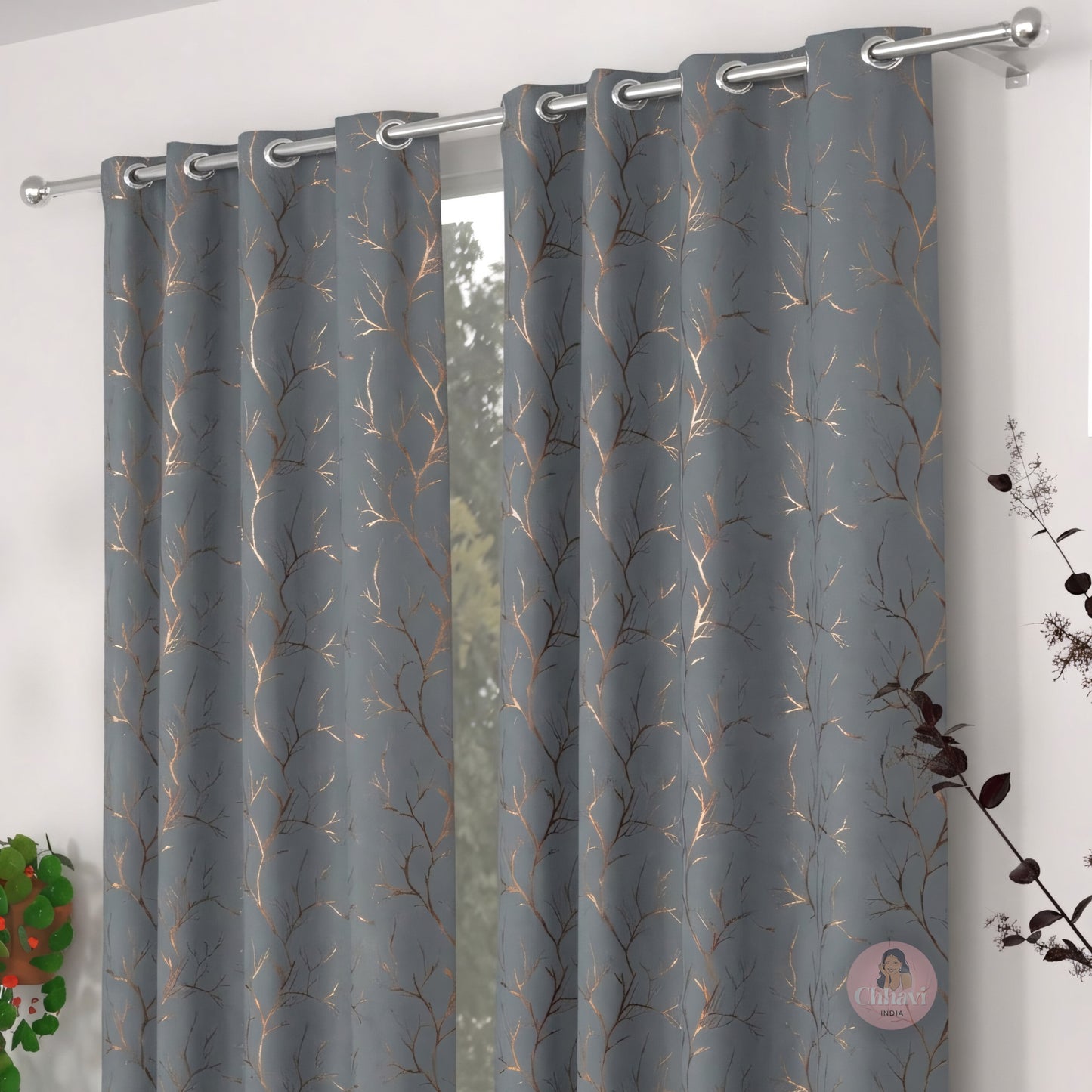 CHHAVI INDIA DESIGNER PRINTED BLACKOUT DOOR CURTAIN PACK OF 2