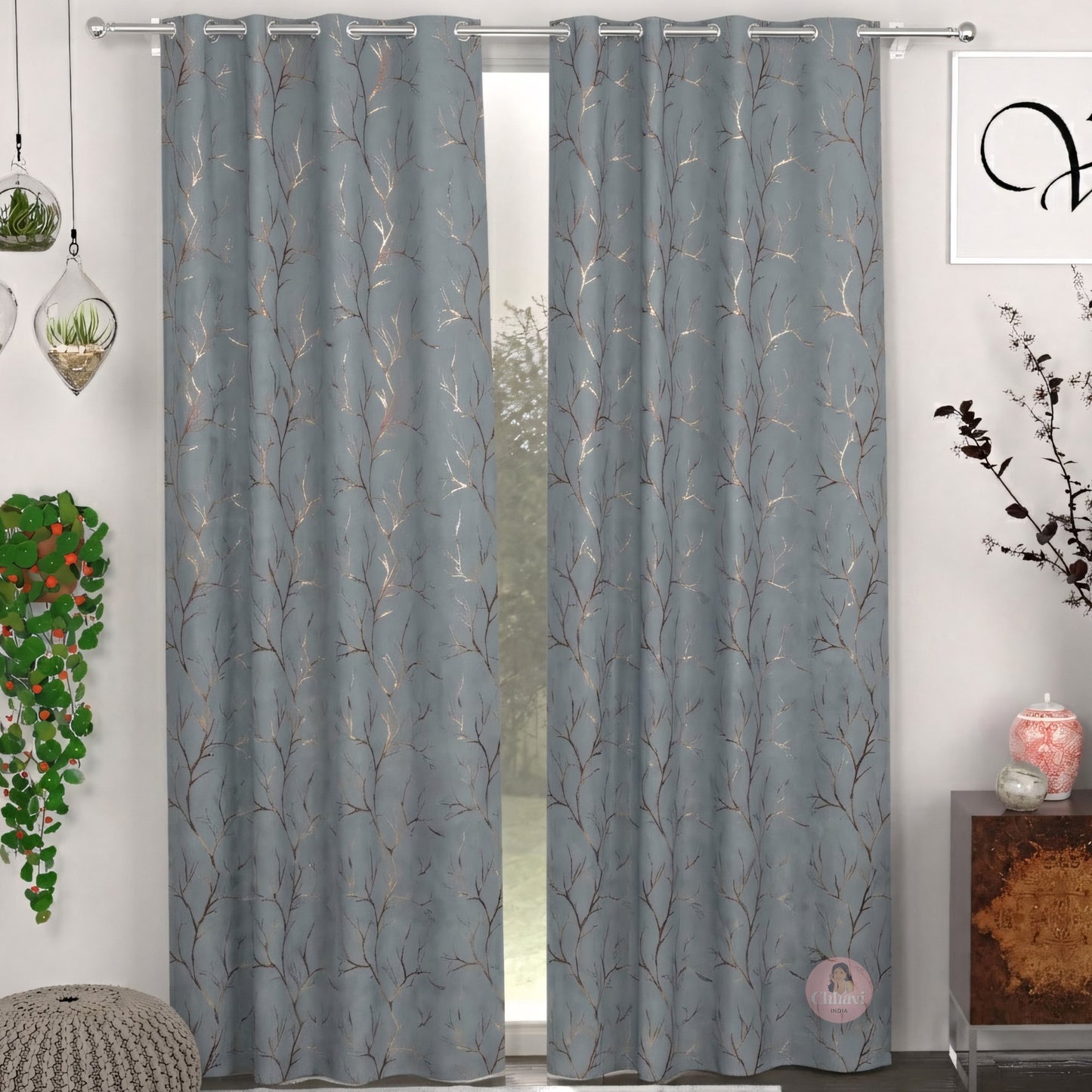 CHHAVI INDIA DESIGNER PRINTED BLACKOUT DOOR CURTAIN PACK OF 2