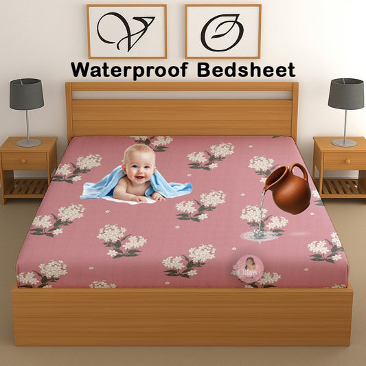 CHHAVI INDIA 210 TC Microfiber Waterproof Printed Fitted (Elastic) Bedsheet