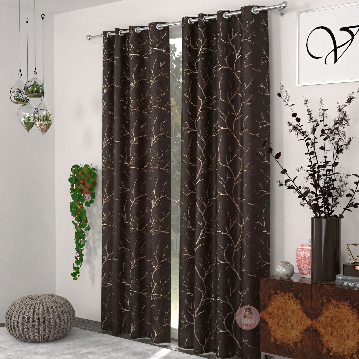 CHHAVI INDIA DESIGNER PRINTED BLACKOUT DOOR CURTAIN PACK OF 2