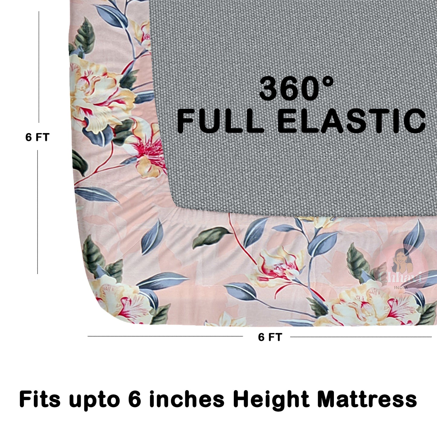 CHHAVI INDIA 210 TC Microfiber Double Fitted  Size Printed Bedsheet with pillow covers