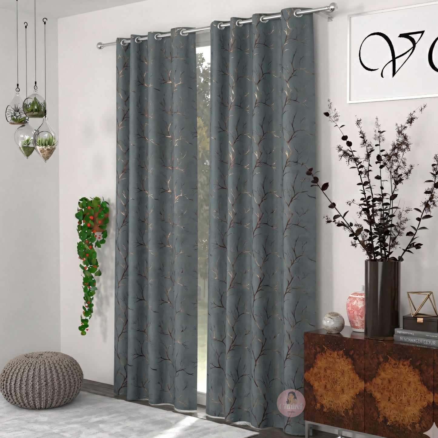 CHHAVI INDIA DESIGNER PRINTED BLACKOUT DOOR CURTAIN PACK OF 2