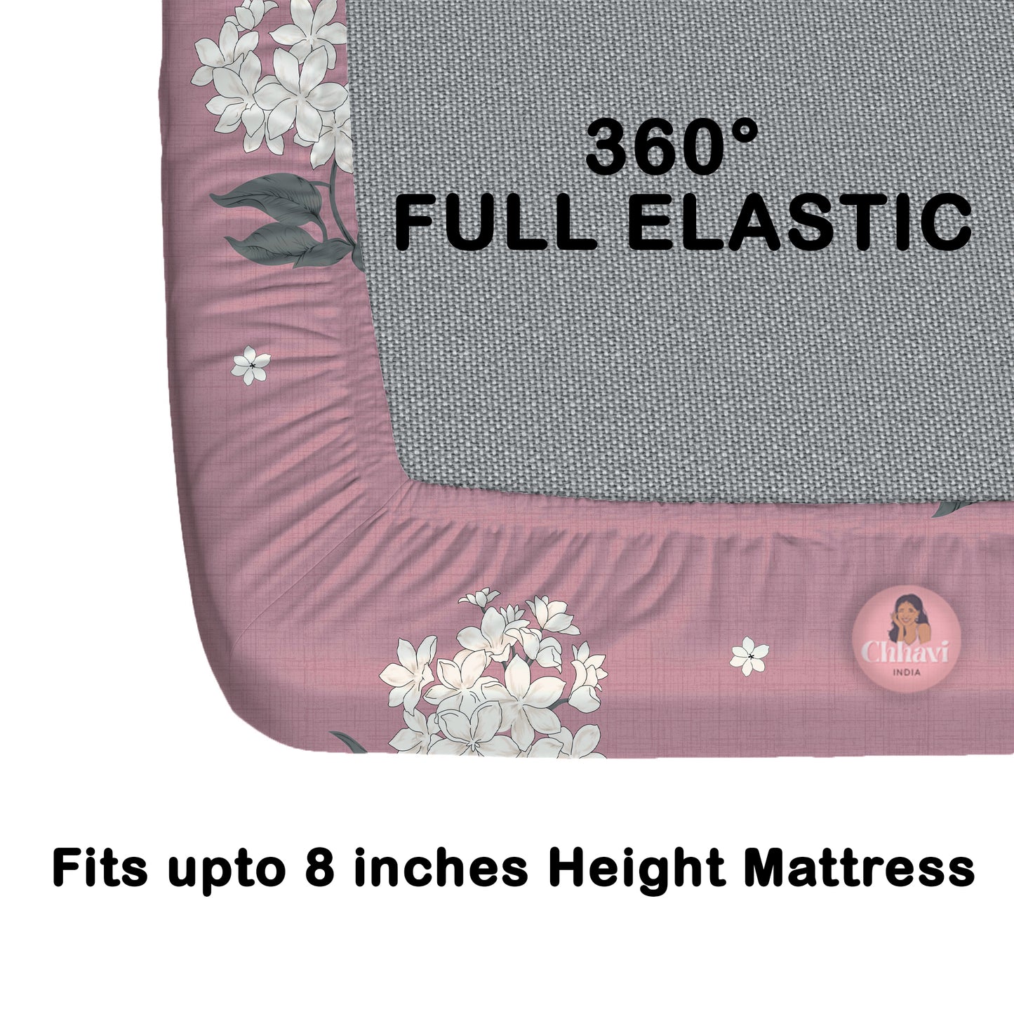 CHHAVI INDIA 210 TC Microfiber Waterproof Printed Fitted (Elastic) Bedsheet