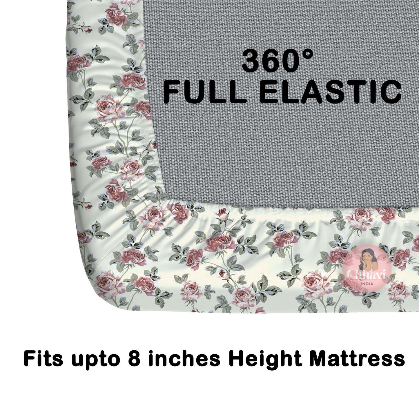 CHHAVI INDIA 210 TC Microfiber Waterproof Printed Fitted (Elastic) Bedsheet