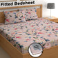 CHHAVI INDIA 210 TC Microfiber Double Fitted  Size Printed Bedsheet with pillow covers
