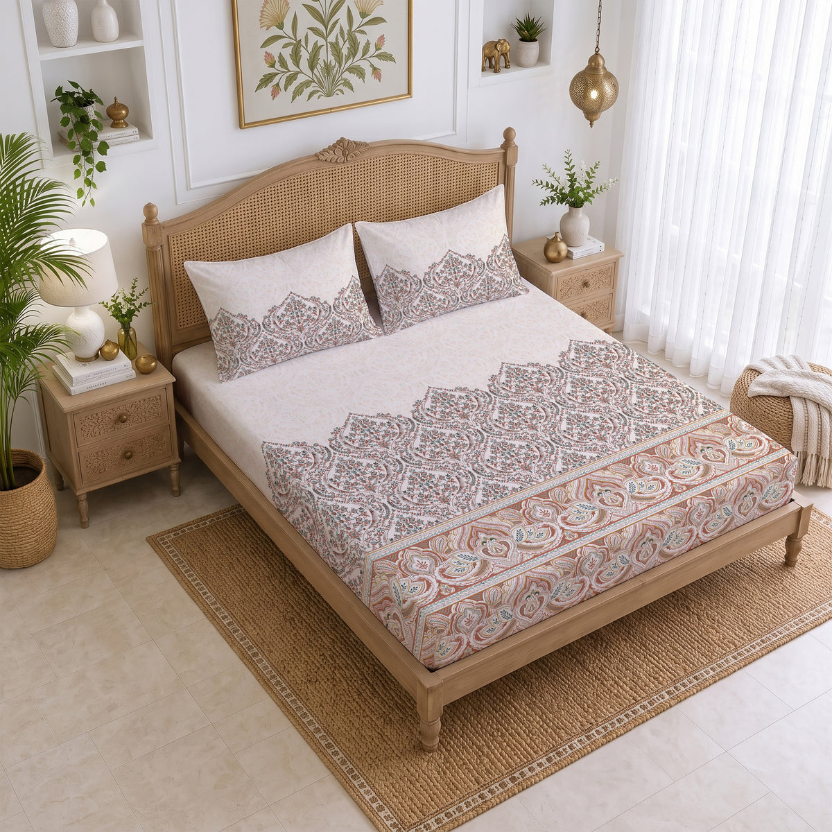 CHHAVI INDIA 210 TC Microfiber Printed King Size Bedsheet With 2 Pillow Covers