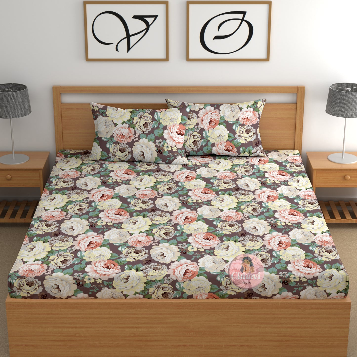 CHHAVI INDIA 210 TC Microfiber Printed Double Bedsheet With Pillow Covers