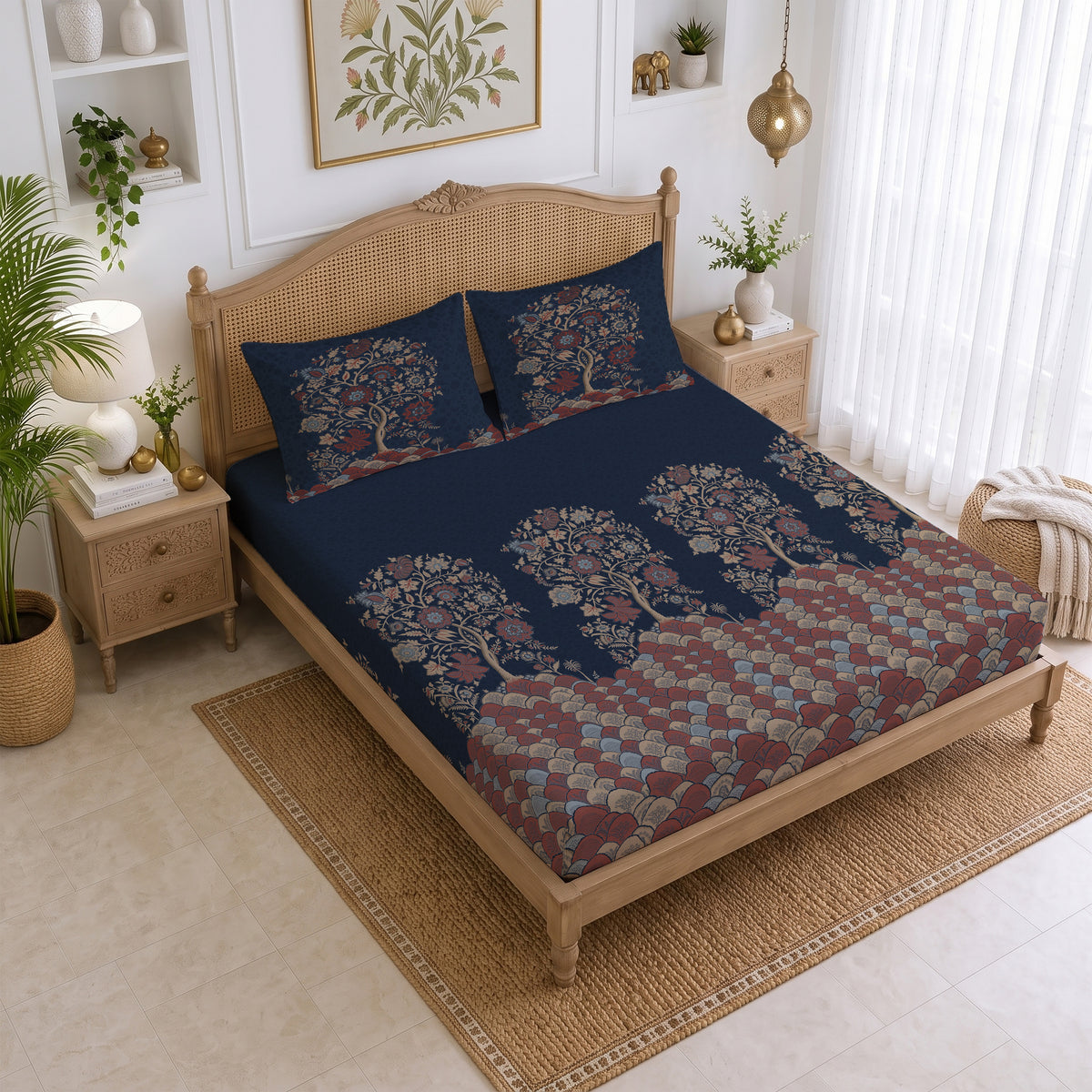 CHHAVI INDIA 210 TC Microfiber Printed King Size Bedsheet With 2 Pillow Covers