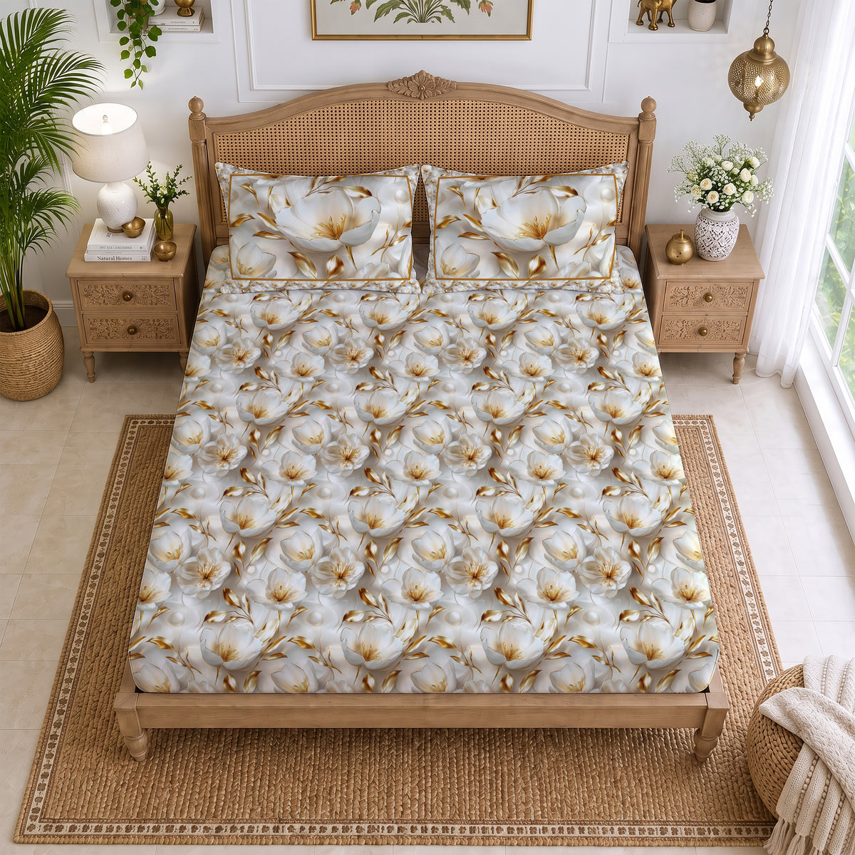 CHHAVI INDIA 210 TC Microfiber Printed King Size Bedsheet With 2 Pillow Covers