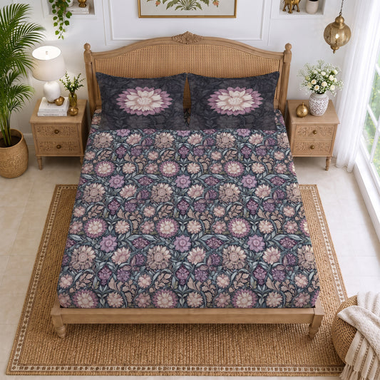 CHHAVI INDIA 210 TC Microfiber Printed King Size Bedsheet With 2 Pillow Covers