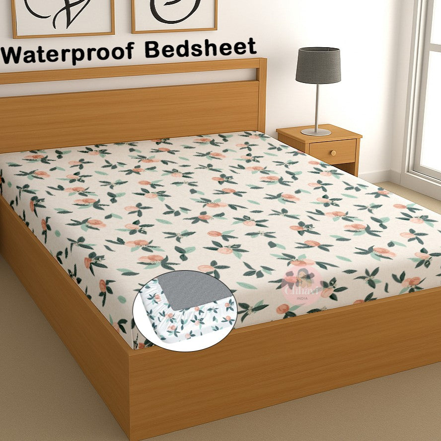 CHHAVI INDIA 210 TC Microfiber Waterproof Printed Fitted (Elastic) Bedsheet