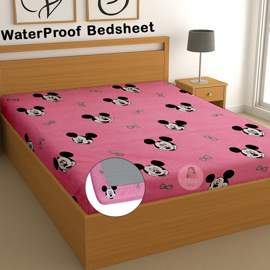 CHHAVI INDIA 210 TC Microfiber Waterproof Printed Fitted (Elastic) Bedsheet