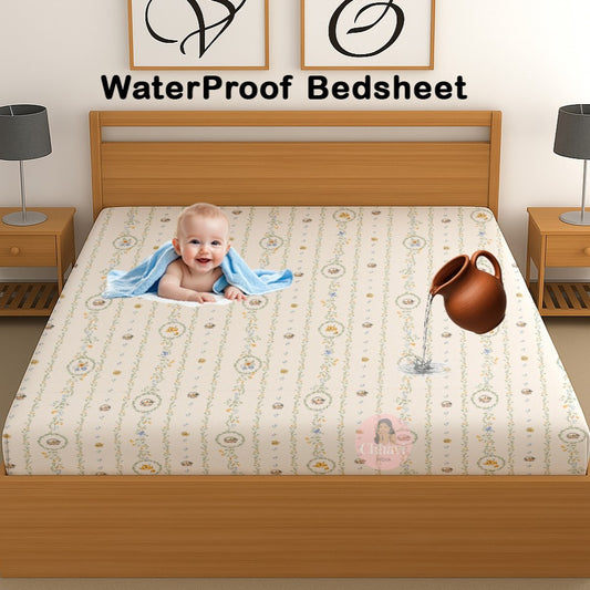 CHHAVI INDIA 210 TC Microfiber Waterproof Printed Fitted (Elastic) Bedsheet