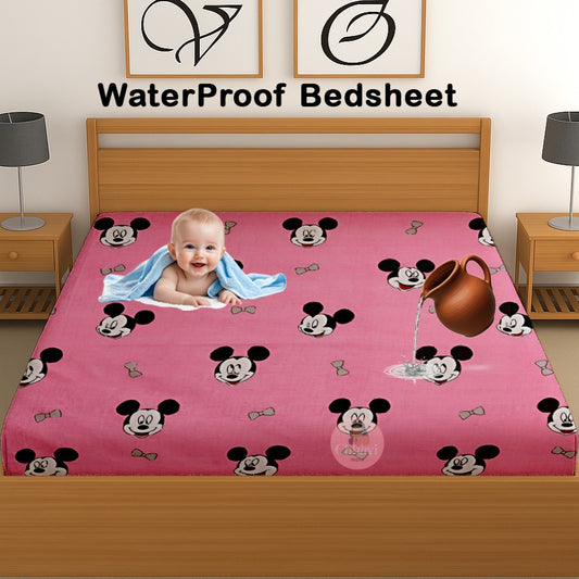 CHHAVI INDIA 210 TC Microfiber Waterproof Printed Fitted (Elastic) Bedsheet