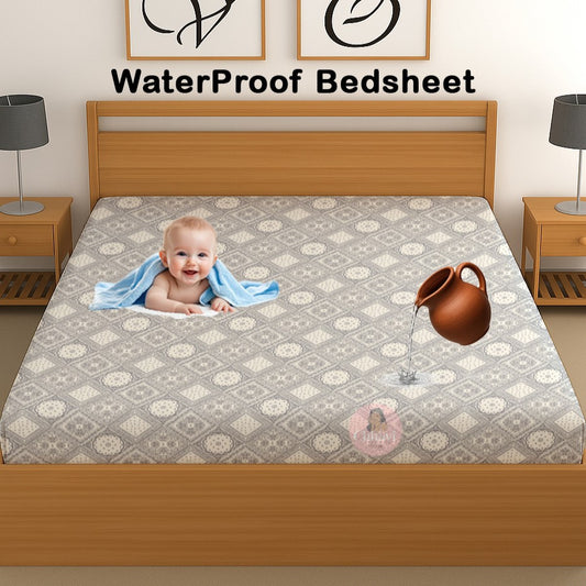 CHHAVI INDIA 210 TC Microfiber Waterproof Printed Fitted (Elastic) Bedsheet
