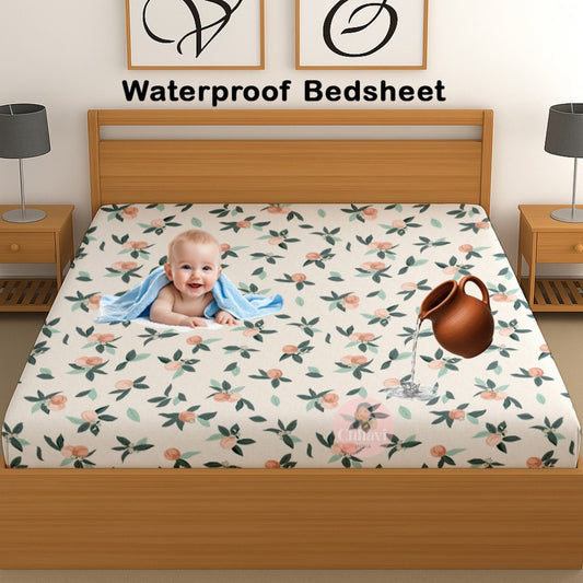 CHHAVI INDIA 210 TC Microfiber Waterproof Printed Fitted (Elastic) Bedsheet