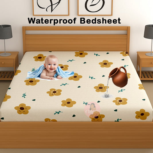 CHHAVI INDIA 210 TC Microfiber Waterproof Printed Fitted (Elastic) Bedsheet