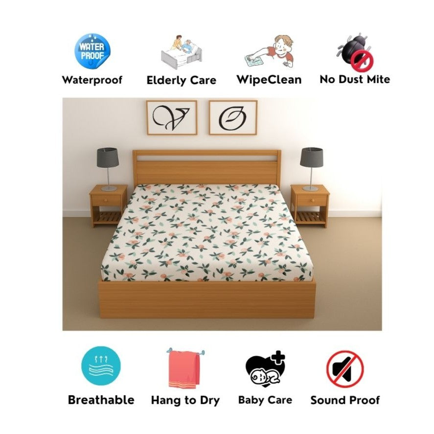 CHHAVI INDIA 210 TC Microfiber Waterproof Printed Fitted (Elastic) Bedsheet
