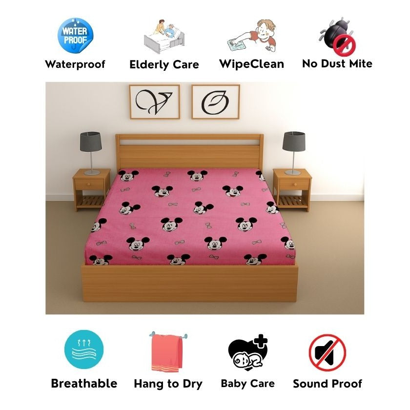 CHHAVI INDIA 210 TC Microfiber Waterproof Printed Fitted (Elastic) Bedsheet