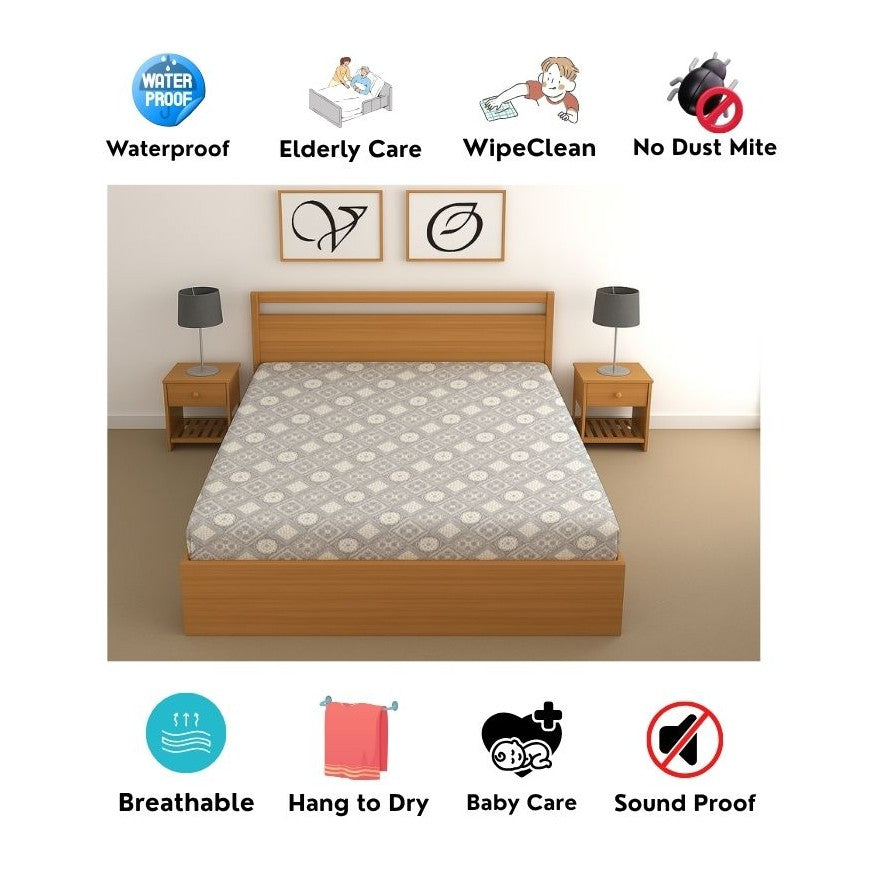 CHHAVI INDIA 210 TC Microfiber Waterproof Printed Fitted (Elastic) Bedsheet