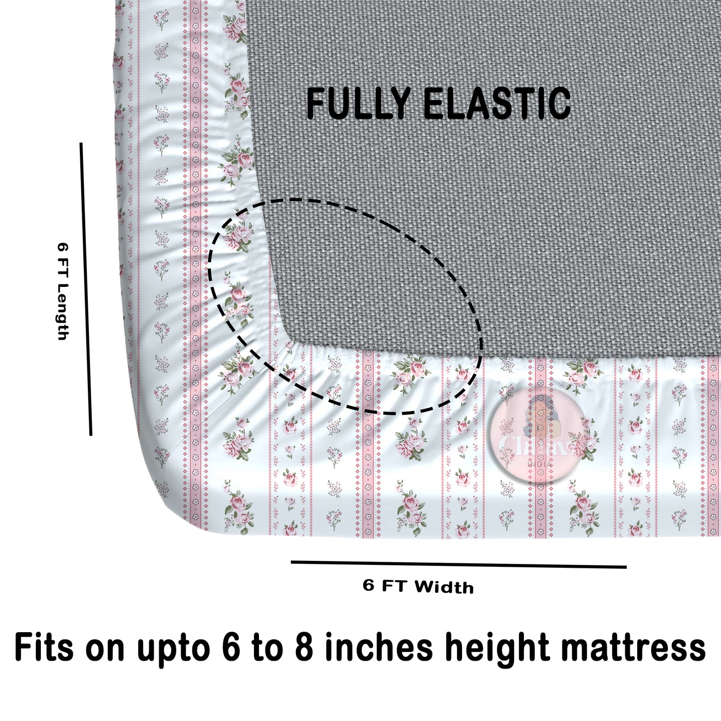 CHHAVI INDIA 210 TC Microfiber Double Fitted  Size Printed Bedsheet