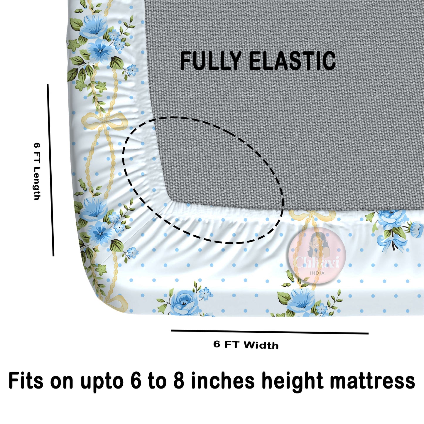 CHHAVI INDIA 210 TC Microfiber Double Fitted  Size Printed Bedsheet