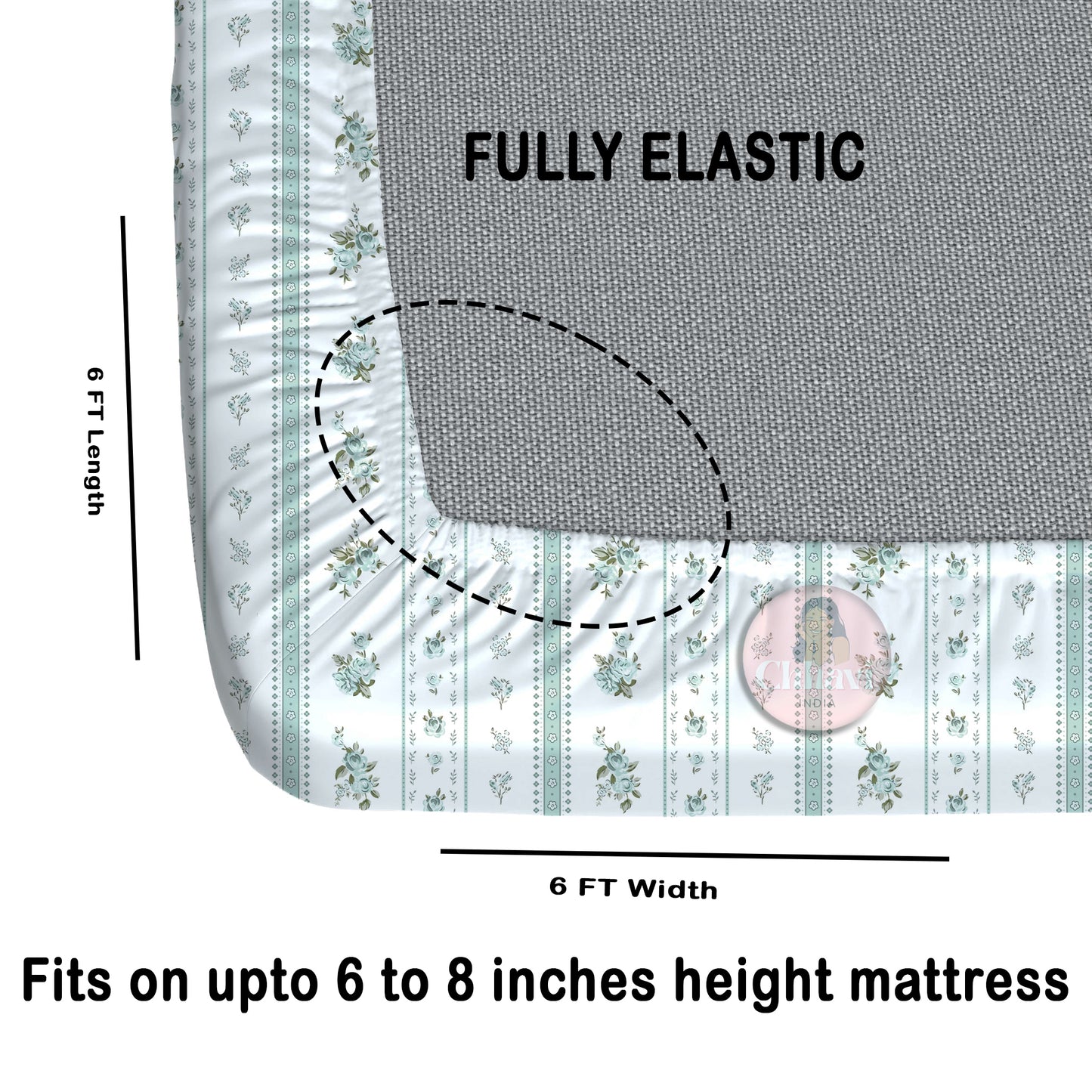 CHHAVI INDIA 210 TC Microfiber Double Fitted  Size Printed Bedsheet