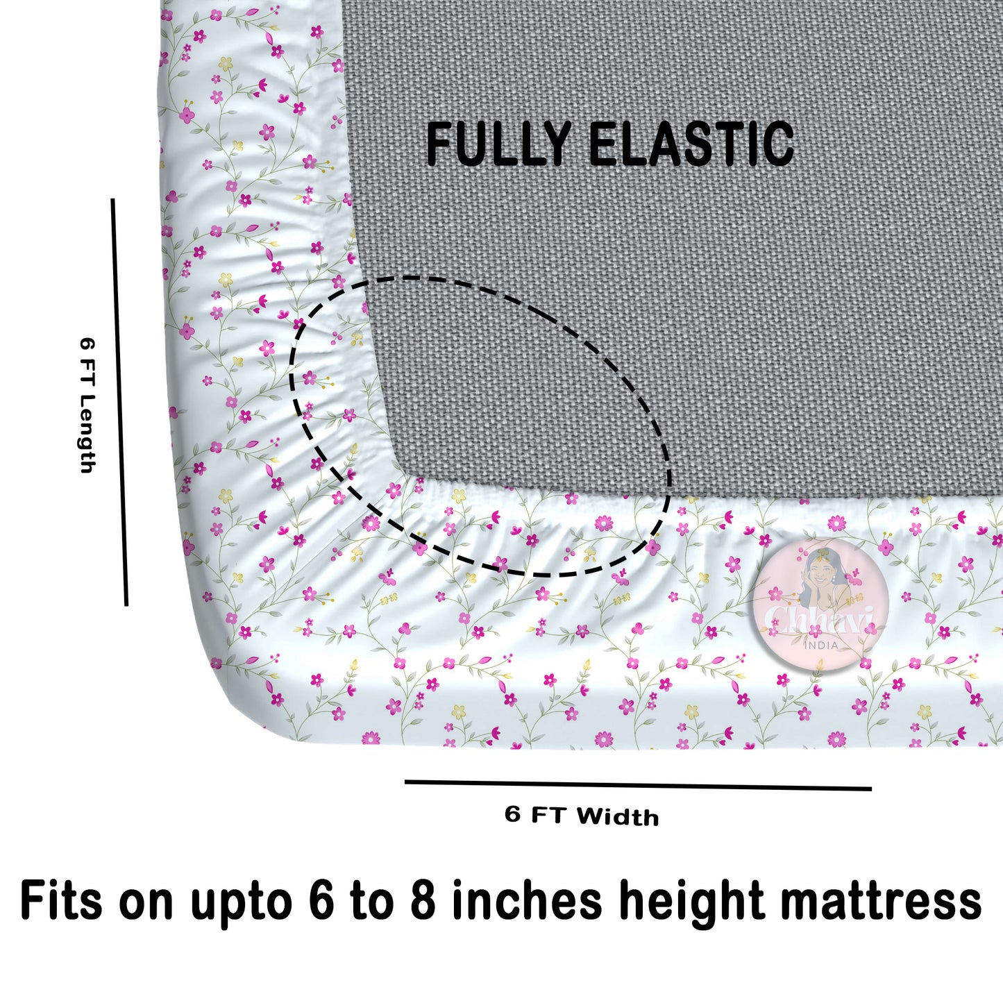 CHHAVI INDIA 210 TC Microfiber Double Fitted  Size Printed Bedsheet