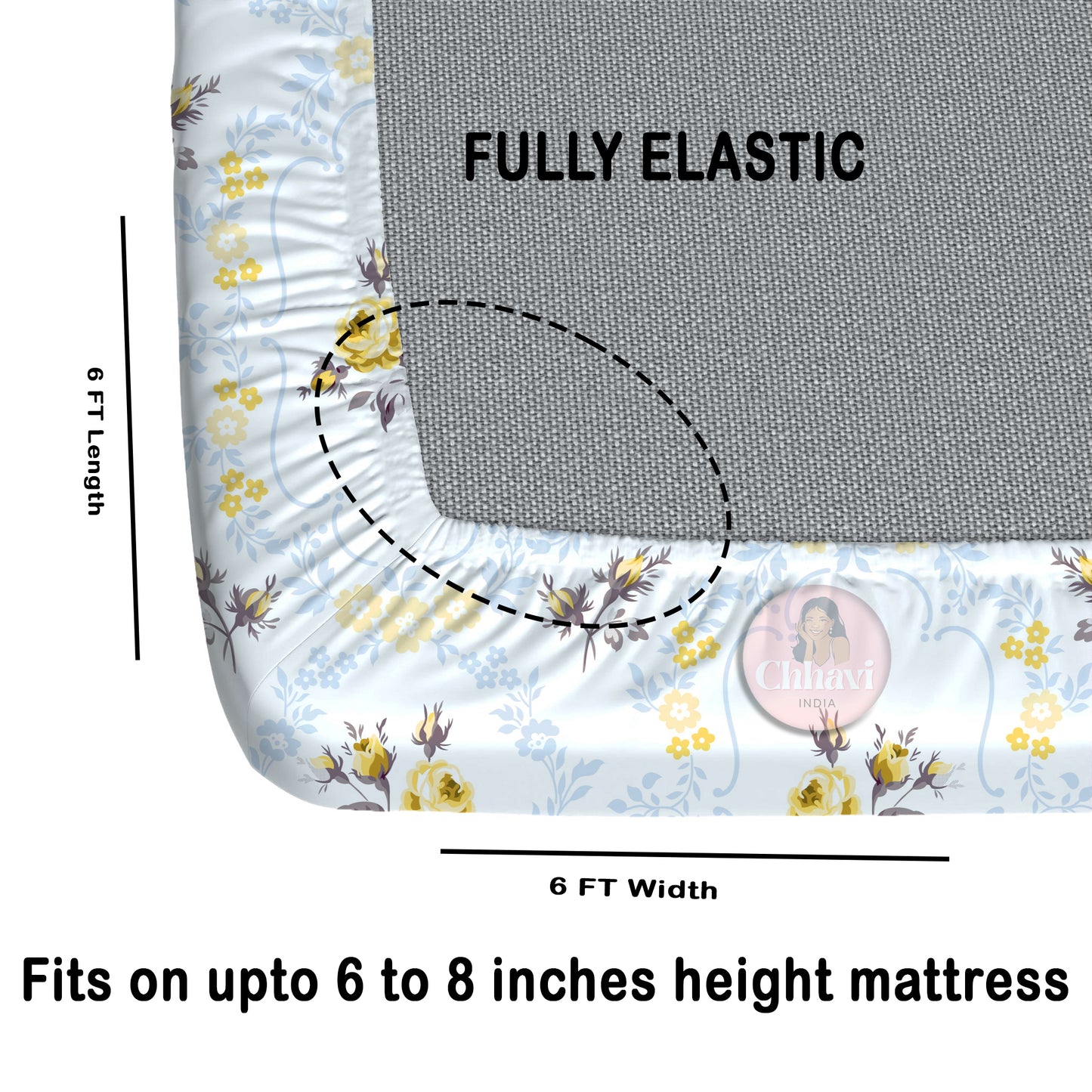 CHHAVI INDIA 210 TC Microfiber Double Fitted  Size Printed Bedsheet