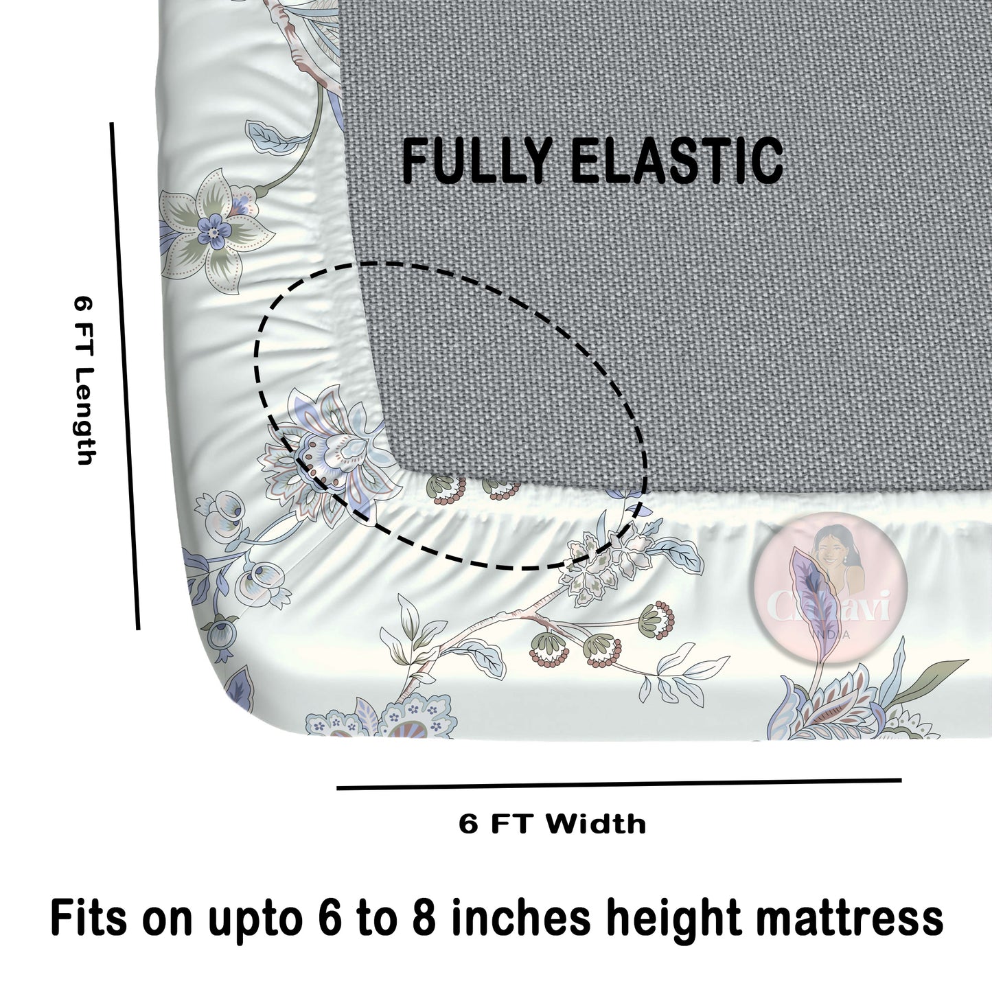 CHHAVI INDIA 210 TC Microfiber Fitted Double Size Printed Bedsheet With 2 Pillow covers