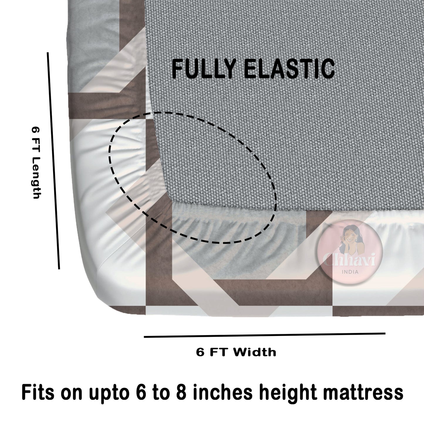 CHHAVI INDIA 210 TC Microfiber Double Fitted  Size Printed Bedsheet