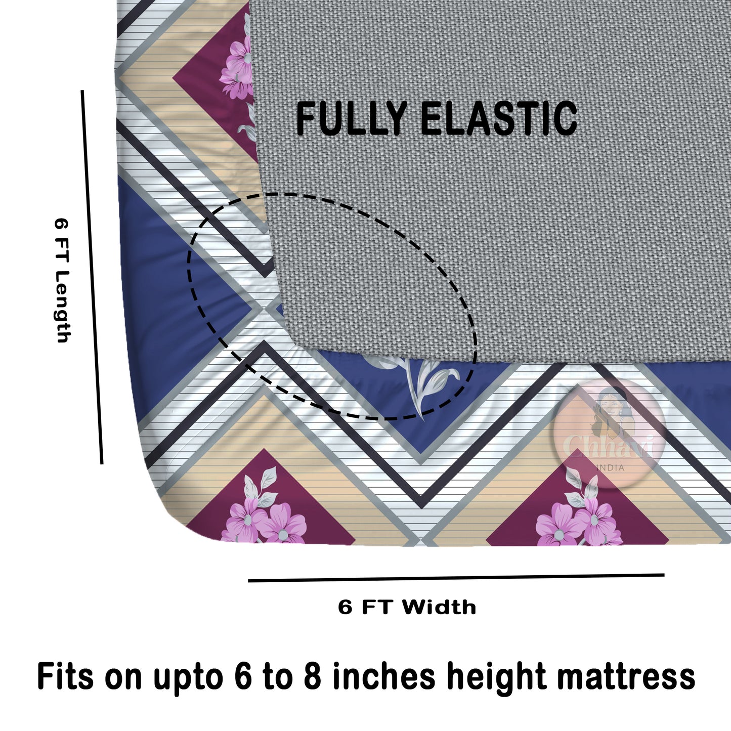 CHHAVI INDIA 210 TC Microfiber Double Fitted  Size Printed Bedsheet