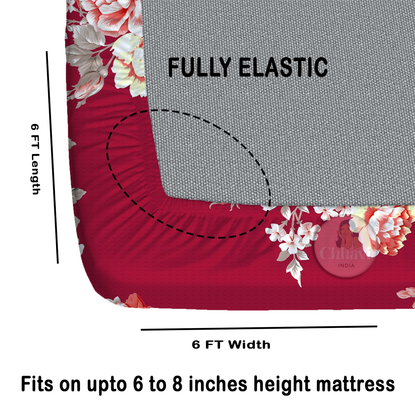 CHHAVI INDIA 210 TC Microfiber Double Fitted  Size Printed Bedsheet