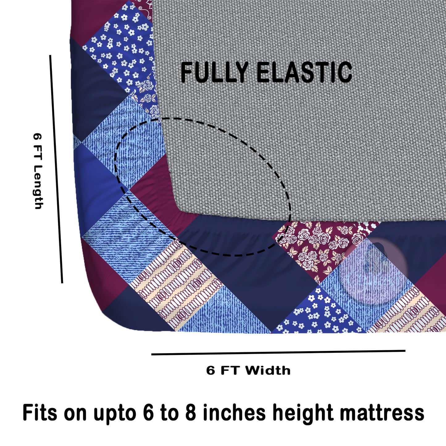 CHHAVI INDIA 210 TC Microfiber Double Fitted  Size Printed Bedsheet