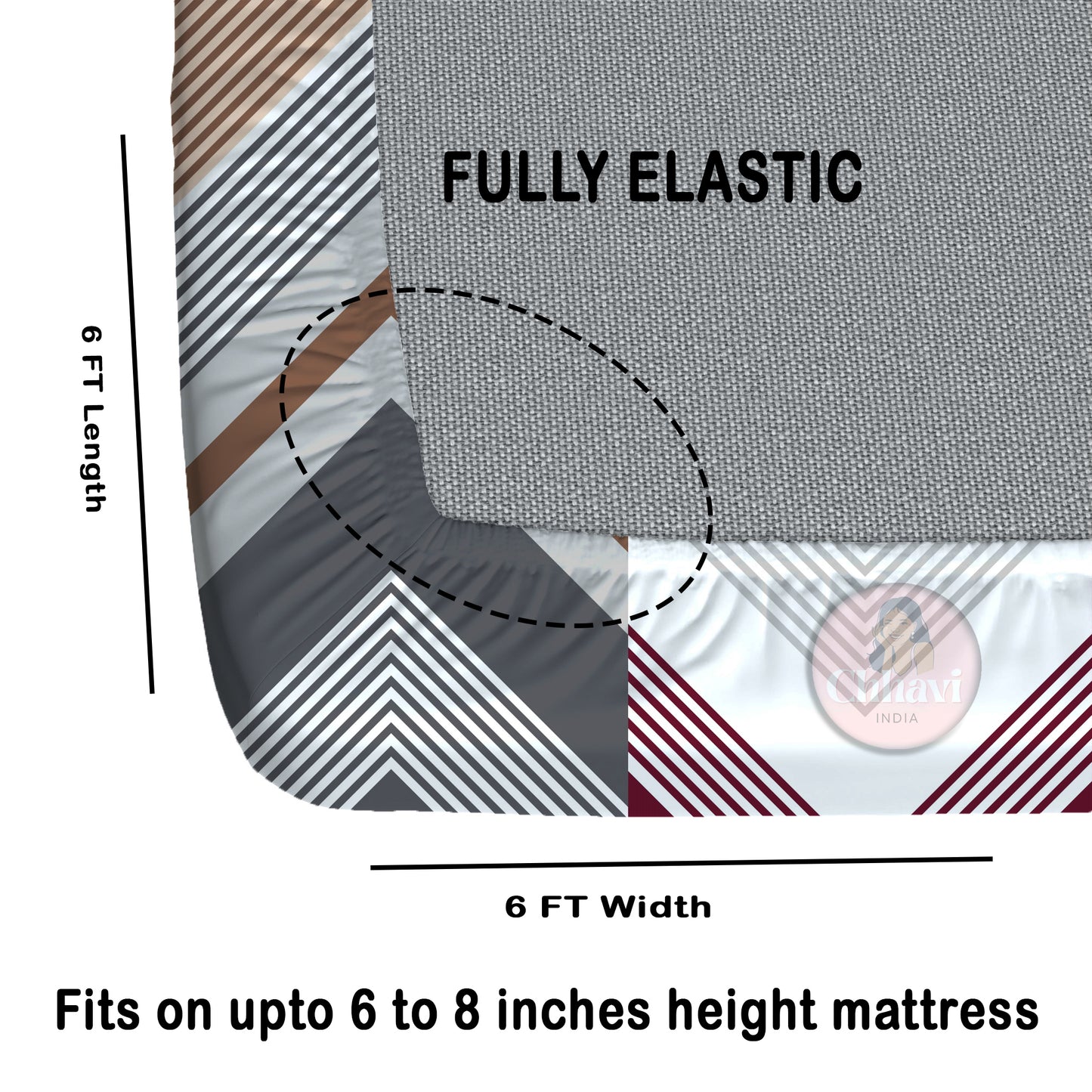 CHHAVI INDIA 210 TC Microfiber Double Fitted  Size Printed Bedsheet