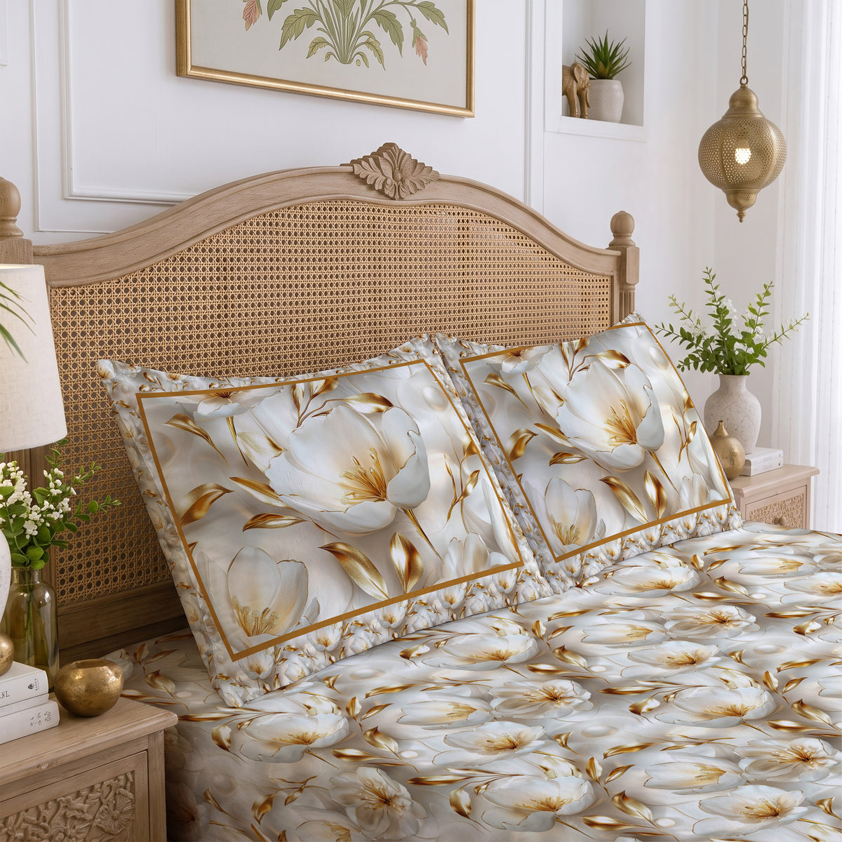 CHHAVI INDIA 210 TC Microfiber Printed King Size Bedsheet With 2 Pillow Covers