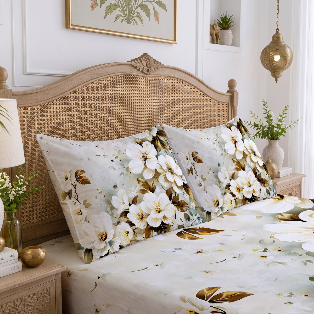 CHHAVI INDIA 210 TC Microfiber Printed King Size Bedsheet With 2 Pillow Covers